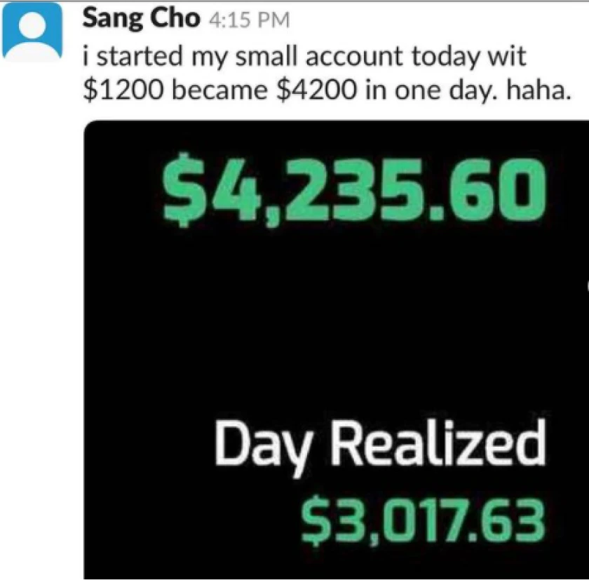 member testimonial showing a $4,235 profit